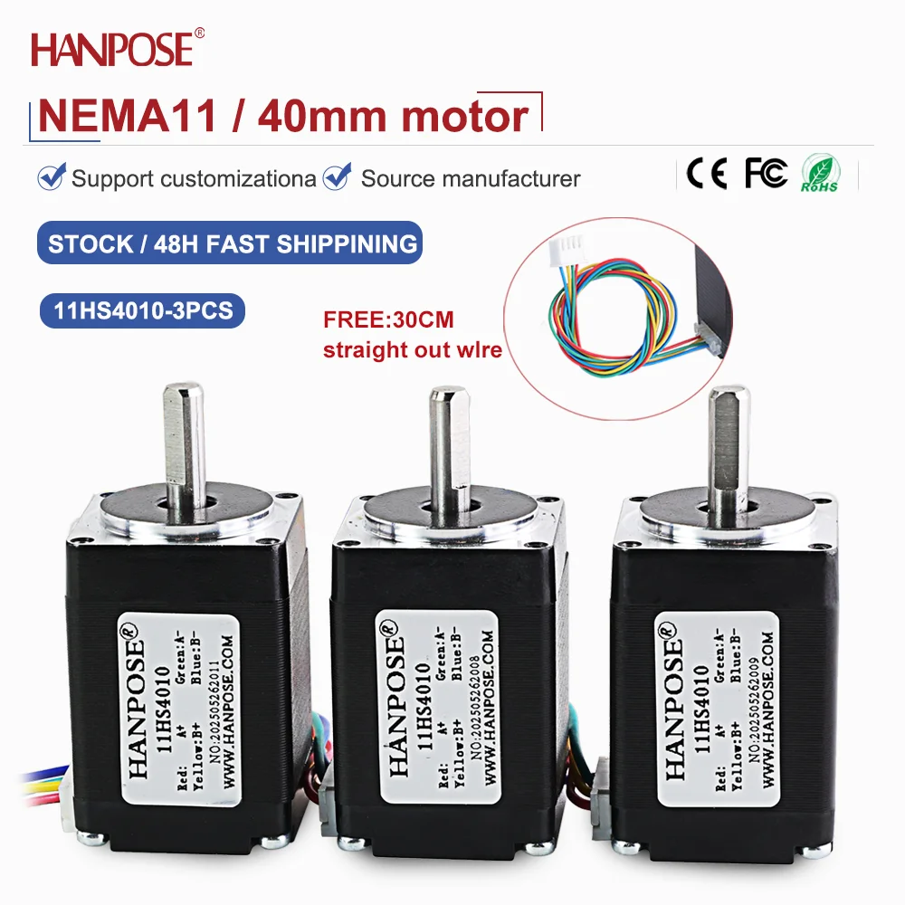 

NEMA11 11HS4010 Миниатюрный шаговый двигатель 0,1 Н. m 0,8A Аксессуары для 3D-печати Производитель двигателей Прямые продажи на складе