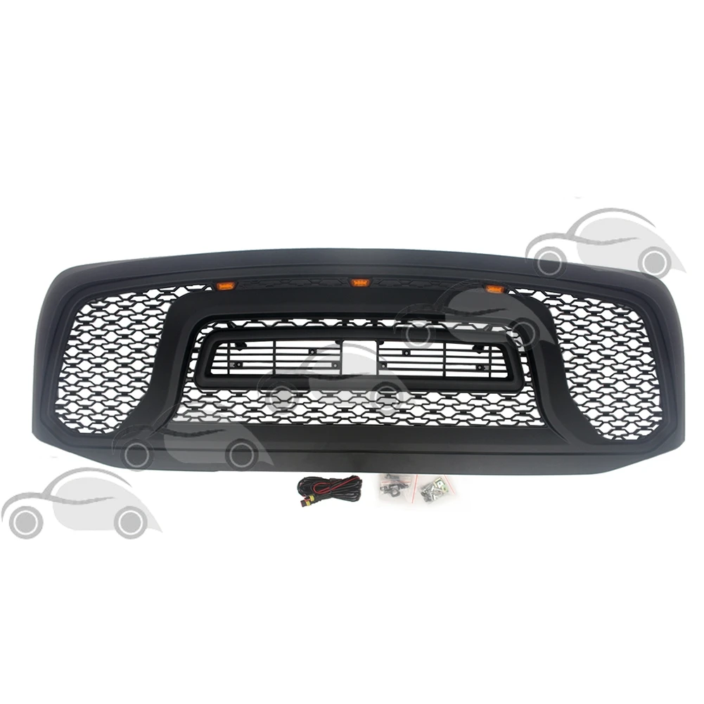 Raptor Style Front Mesh Grill Fit for Dodge Ram 1500/06-09 2500 3500 Grille ABS With LED Light Replacement  2006 2007 2008