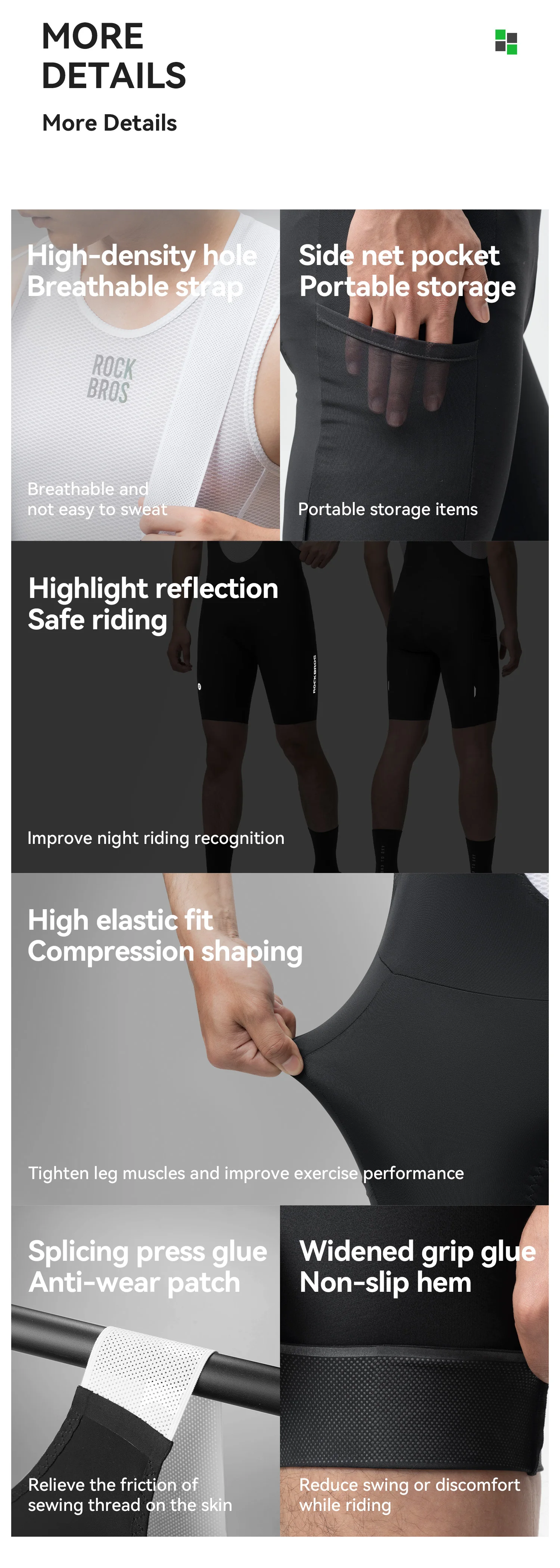 ROCKBROS Fahrrad-Trägerhose Nahtlos Herren Fahrradhose 6 Stunden 500 km Fahrt Sommer MTB Rennradhose Pufferzone Fahrrad-Tights – Detail 10