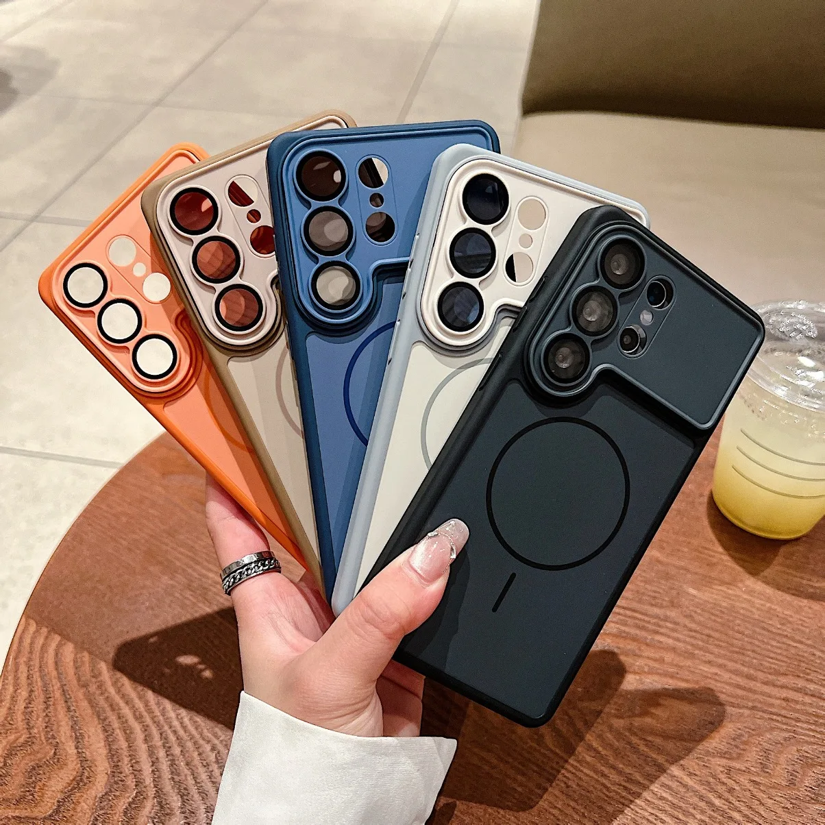 Magnetic Phone Case for Samsung S26 Ultra Plus + for MagSafe Large Camera Lens Protection Soft TPU Hard Back Shockproof Cover