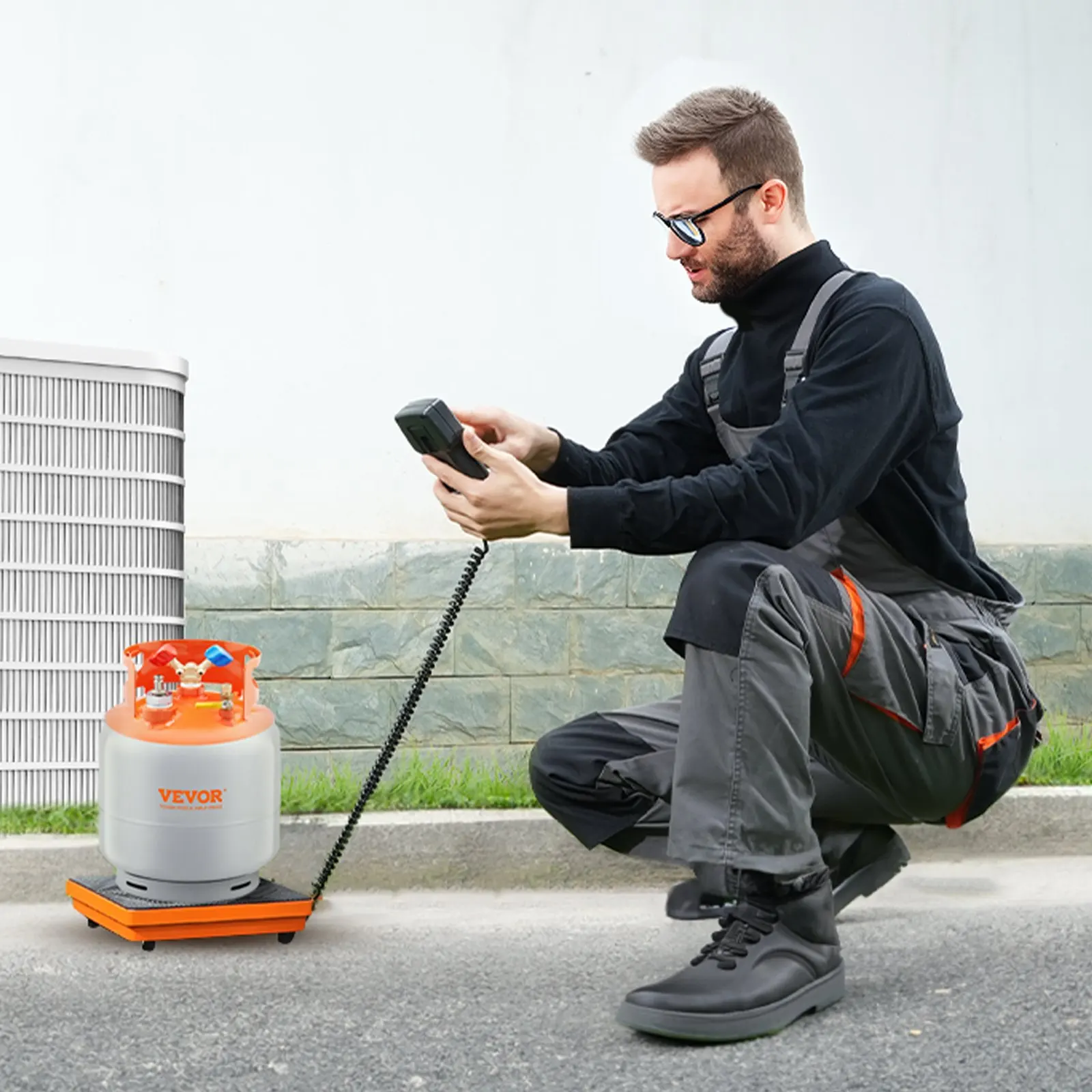 Balança de refrigerante 110 LBS HAVC Balança freon de recuperação de carregamento, com controle remoto com fio, digital eletrônico de alta precisão 2g