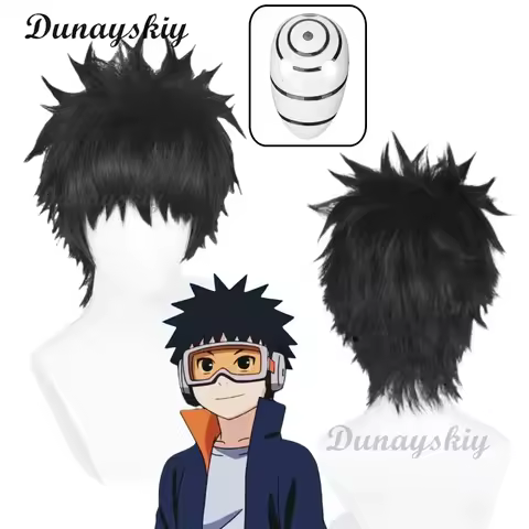 Uchiha Obito Cosplay Wig 30cm Short Black Wig Cosplay Anime Cosplay Wigs Heat Resistant Synthetic Wigs Customized Props Item