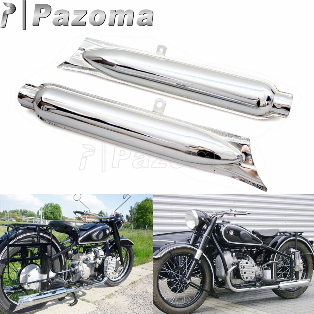 Motorcycle Chrome Retro 750cc Fishtail Exhaust Mufflers Pipes 24HP 32HP For BMW K750 M1 M72 R71 R12 CJ Dnepr MT12 Ural Motorbike