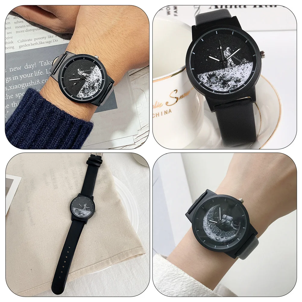 عرض ساعة يد رائد الفضاء مع حزام كلاسيكي للجنسين، مثالية للمناسبات الرسمية غير الرسمية، هدية لها #6