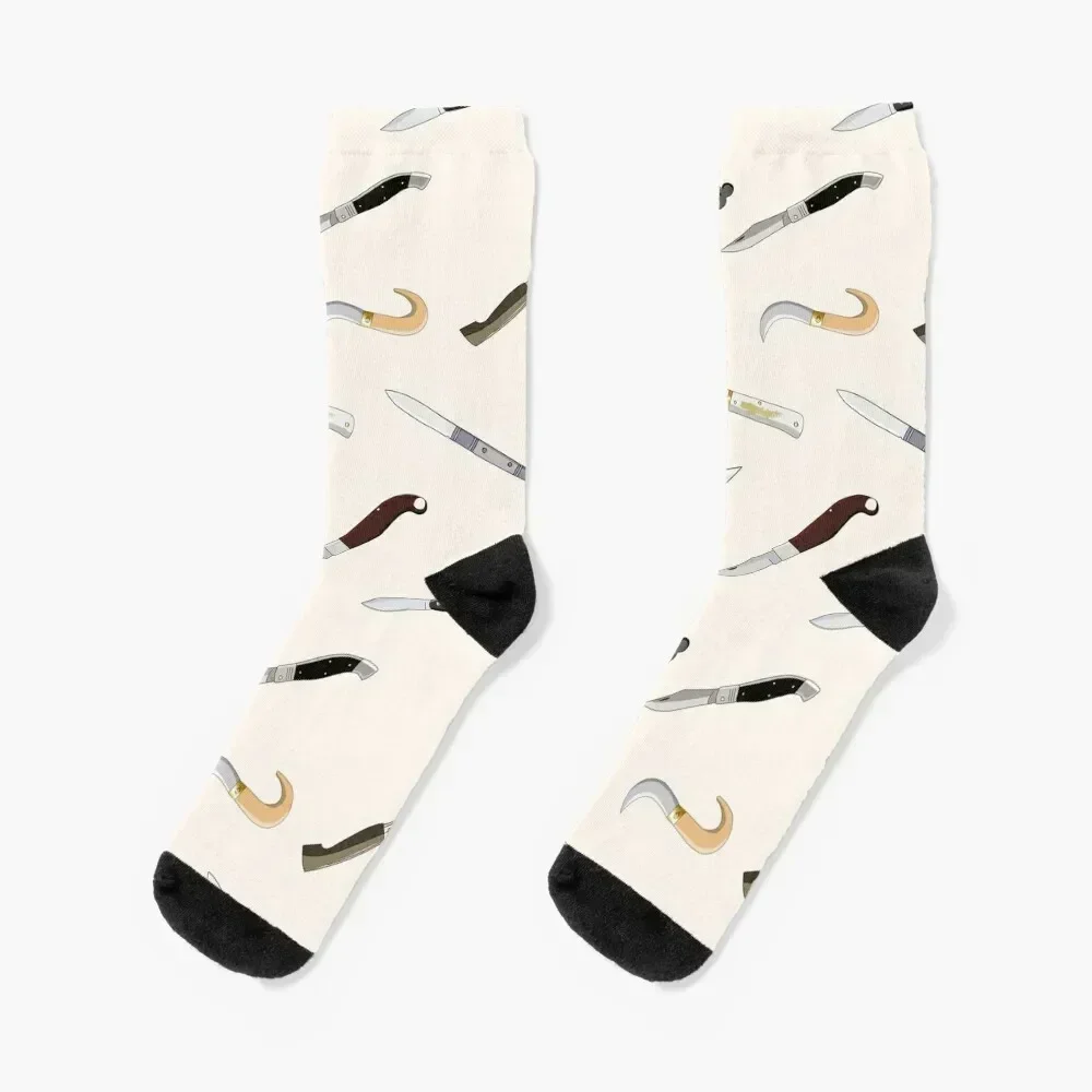 Hand drawn vintage Italian knives Socks sheer designer brand New year's Boy Child Socks Women's