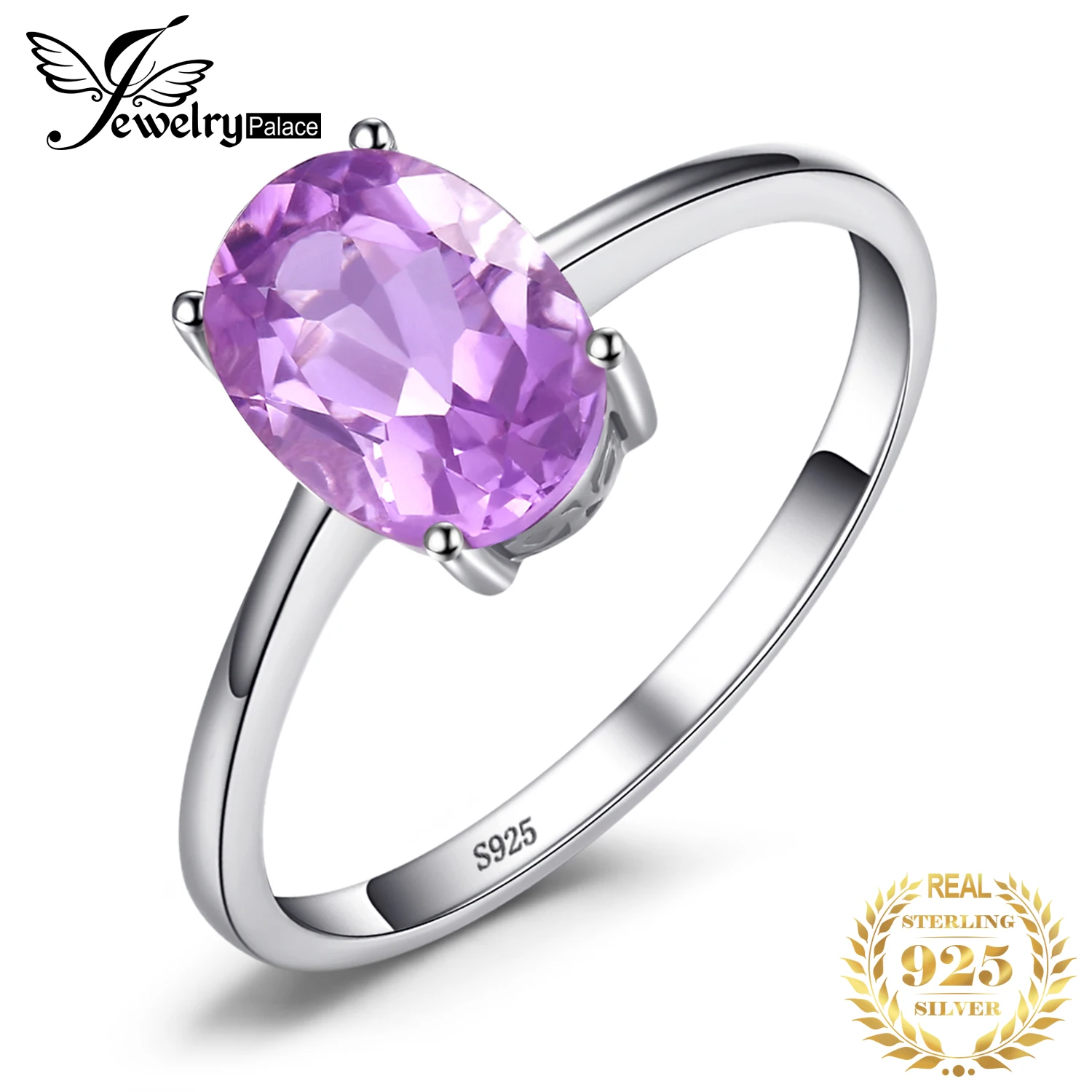 

JewelryPalace Rose Gold Yellow Gold Plated Oval Natural Amethyst Citrine Garnet Topaz Peridot 925 Sterling Silver Ring for Women