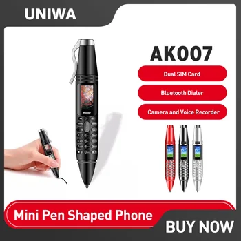 UNIWA AK007 2G GSM 미니 펜 모양 휴대폰, 0.96 인치 듀얼 심 휴대폰 다이얼러, 매직 보이스 MP3 FM 보이스 녹음기 휴대폰, 판매 중