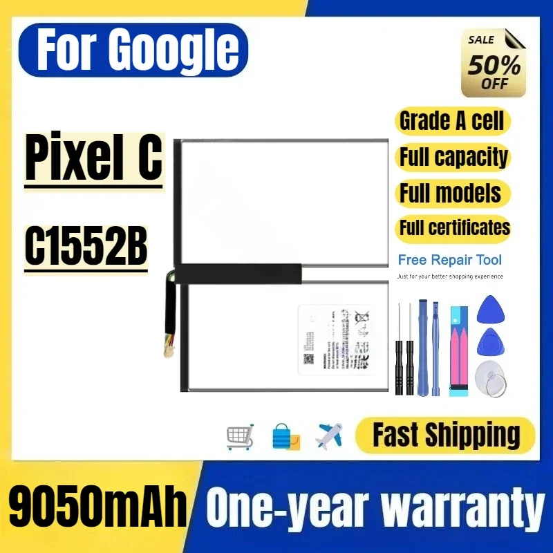 C1552B for Google Pixel C Mobile Phone Battery High Quality High Capacity Battery Replacement Bateria Grade A Cell with Tools