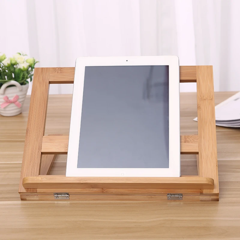 Bamboo Cook Book Stand, Adjustable Reading Book Recipe Holder Tray