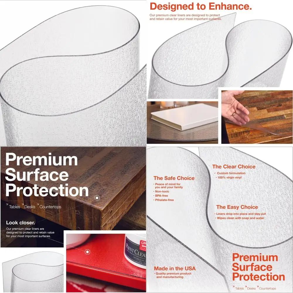 

Pebble Textured Vinyl Table Protector - 36x66 Inches, 2mm Thick, Clear Cover, Safe for USA Tables
