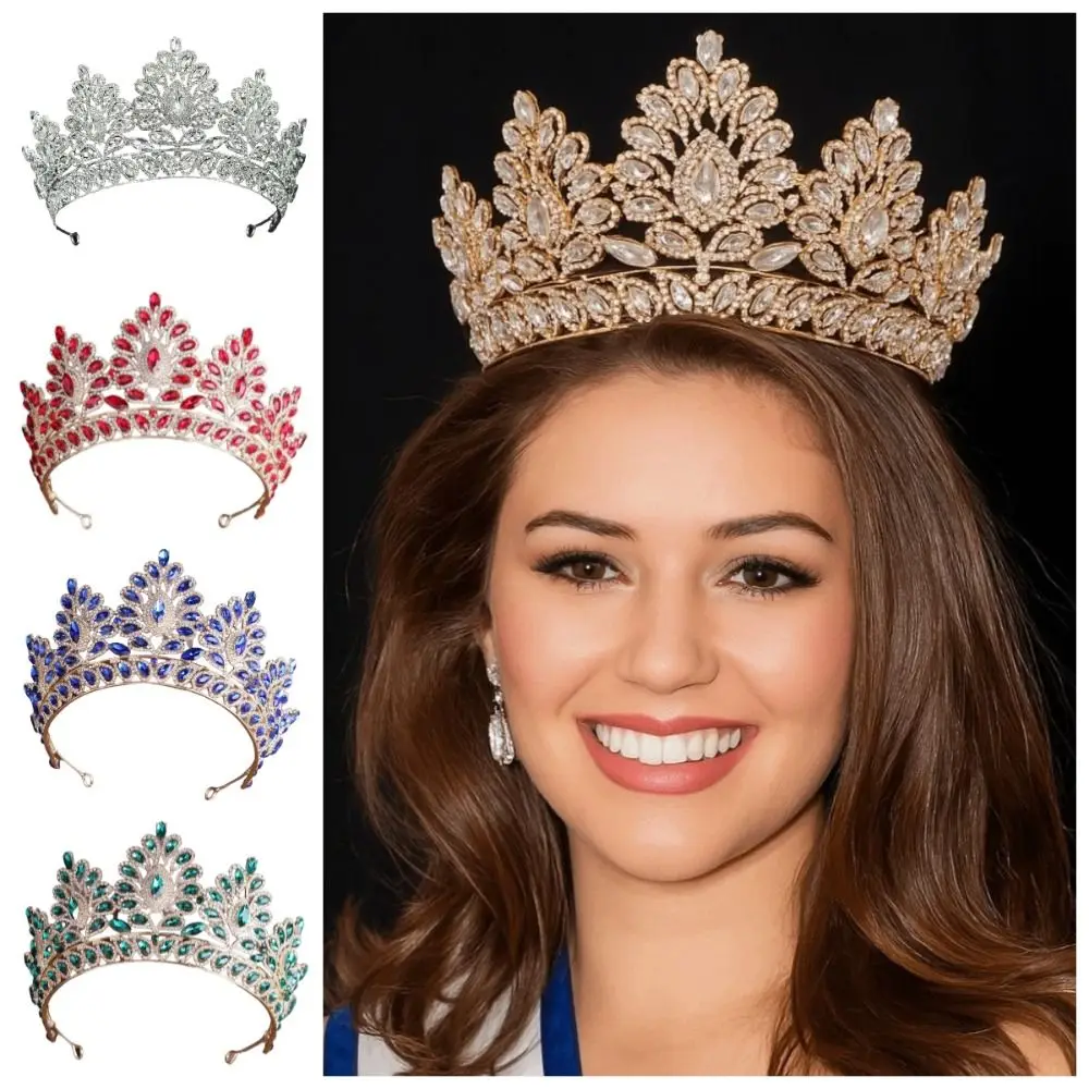 

Роскошные диадемы королевы в стиле барокко, элегантные регулируемые стразы, пышная диадема, изысканный сверкающий женский обруч для волос, вечеринка по случаю дня рождения