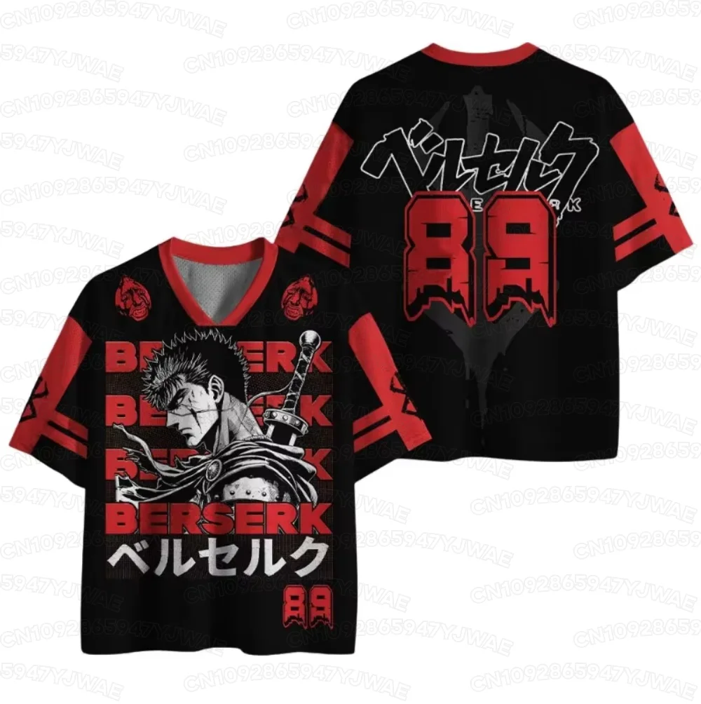 Summer Men's Women's Short Sleeve Tee Casual Berserk Guts Jersey Hot Anime Fans T-shirt Unisex Tops Y2K Jersey Tops