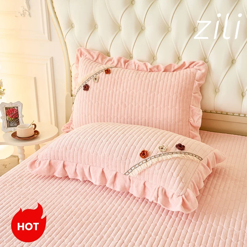 2pcs Warm Pillowcase for Winter Pillowslip Solid Color Pillow Cover Home Bed Pillowsham 48x74cm Cushion Cover 베개커버