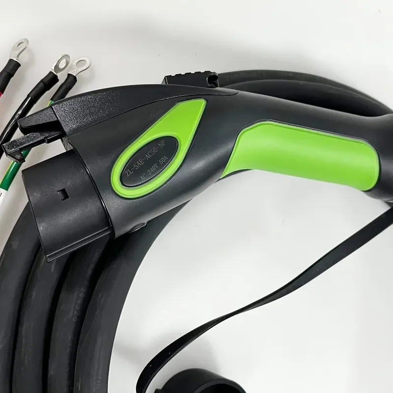 ETL Certified SAE J1772 Type 1 50A 80A Overmolded EV Charging Cable with Black & Green Colorful Handle AC EVSE Connector