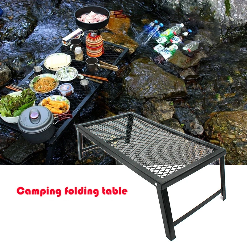 Outdoor Portable Foldable Grill Table Camping Cooking Rack Ultra-light Mesh Picnic Party Campfire BBQ Table Garden Furniture