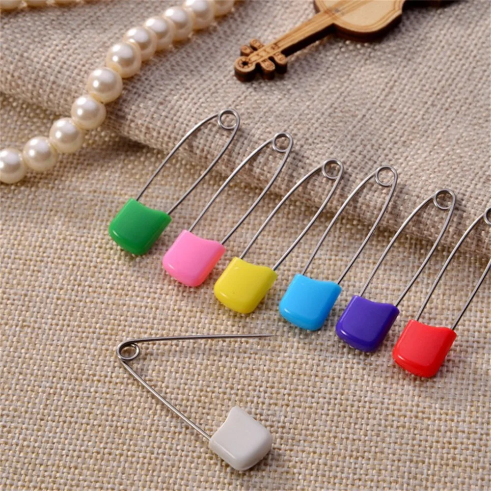 10PCS Plastic Head Baby Safety Pins Safety Locking Baby Cloth Diaper Nappy Needle Pins Buckles for Quilting DIY Sewing Supplies