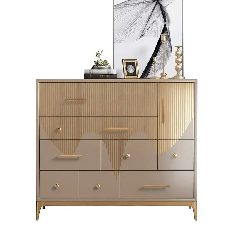

x1zLight Luxury Chest of Drawers Solid Wood Twelve Chest of Drawers Storage Cabinet Living Room Entrance Cabinet Wall Cabinet