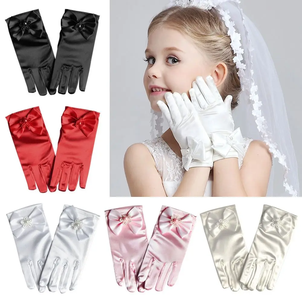 Princess Gloves Stage Gloves Girls Gorgeous Satin Fancy Gloves for Special Occasion Dress Formal Wedding Party