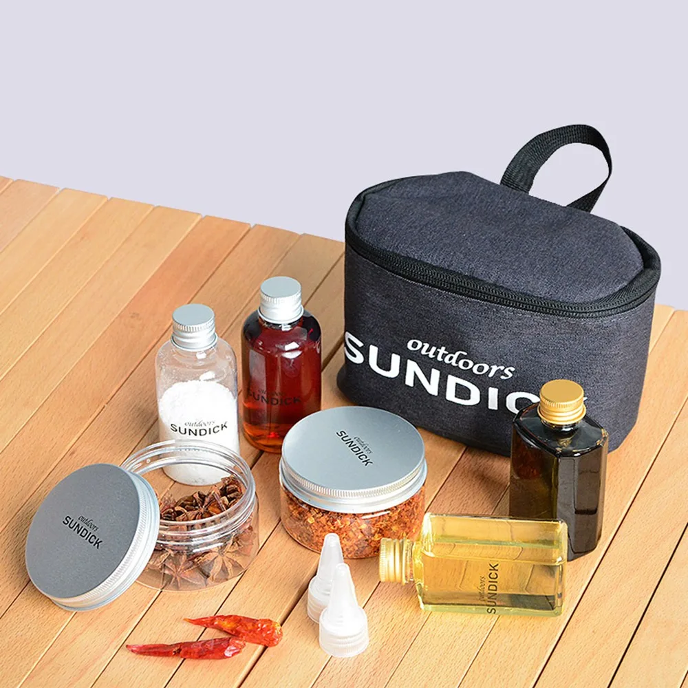 

7 Pcs/Set Durable PET Spice Cruets Set Portable Moisture Proof Salt Bottle Spice Bottles Camping