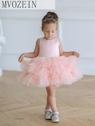 Pink Girl Dress Wedding Party Dress Layers Skirt Bow Kid Child Party Dress Birthday Gift Puffy Princess Dress Flower Girl Dress