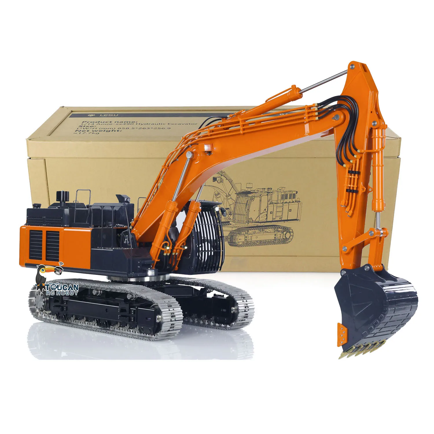 米国株 LESU 490 1/14 RC油圧ショベルカー モデル Aoue ZX490 メタルリモコン重機 6CHバルブライトおもちゃモデル