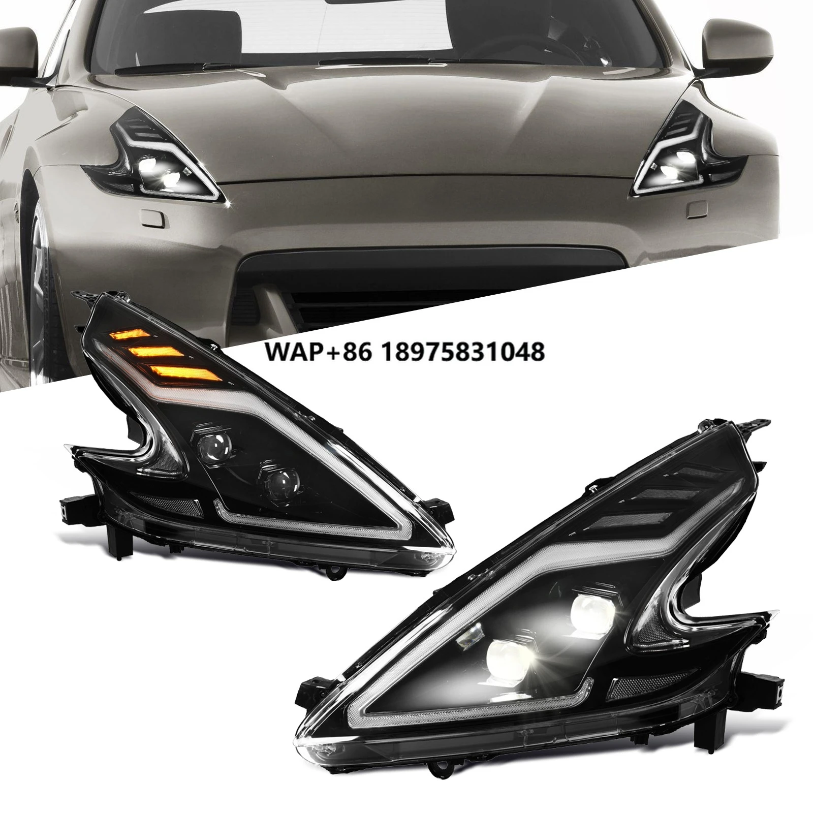 

New Full LED Lamp Z34 Plug and Play Headlights Assembly 2008-2021 for 6th 370Z Modified Head Lights