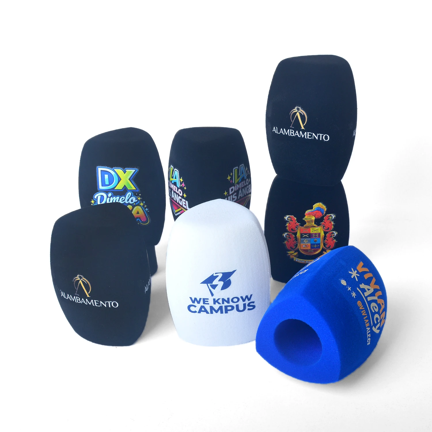 Couvre-microphone en mousse floquée personnalisable avec logo, pare-vent pour stations de télévision, journalistes et interviews