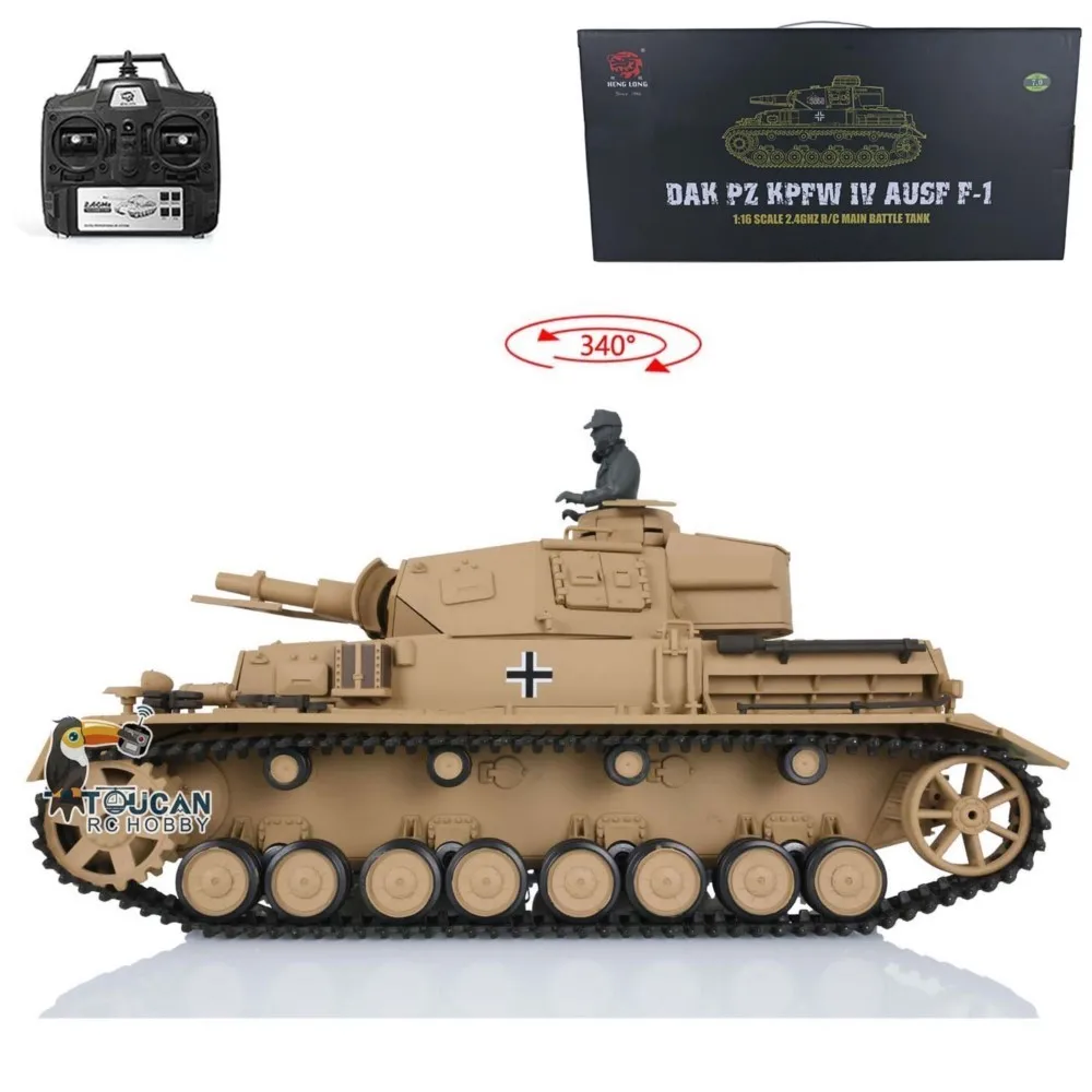 US Stock 2.4G Heng Long 1/16 Scale 7.0 Plastic German Radio Control Panzer IV F RTR RC Tank Model 3858 Toys for Adults TH17379