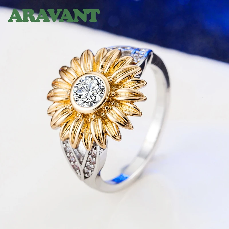 

Aravant 925 Silver Gold Daisy Finger Rings For Women Fashion Party Jewelry