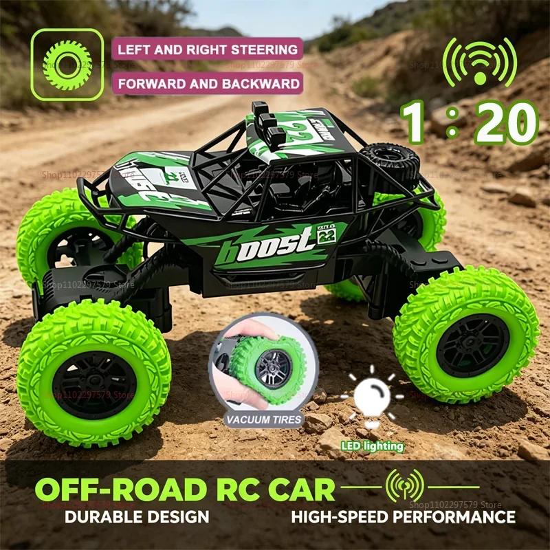 Hot 1:20 High Speed Remote Control Off-Road Car Toys For Boys Children LED Flashing Lights Rubber Wheels Gift Outdoor Racing Fun