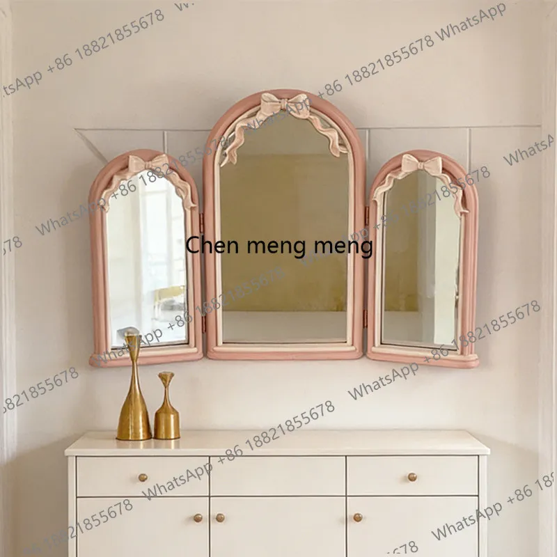 z183 Princess style makeup mirror bedroom bow French dressing mirror wall hanging bathroom bathroom mirror