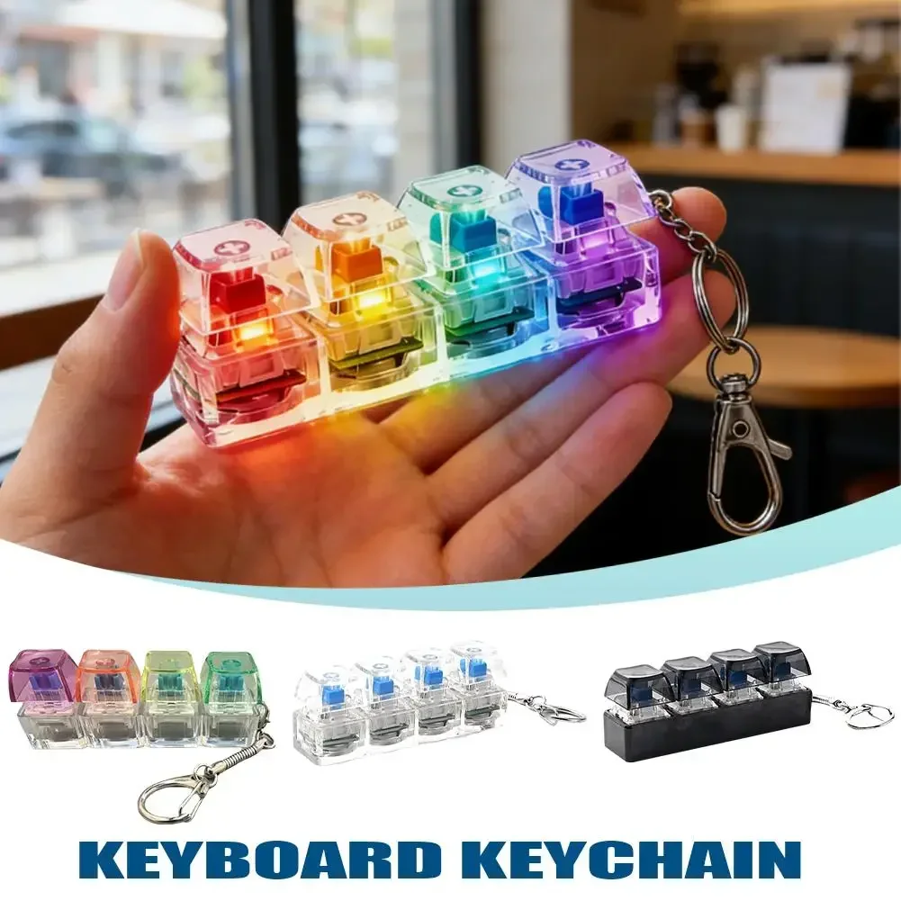 Nouveau clavier à 4 touches pour le bout des doigts, porte-clés clavier RGB, jouet anti-stress avec lumières pour la relaxation, la décompression et le calme, pour adultes