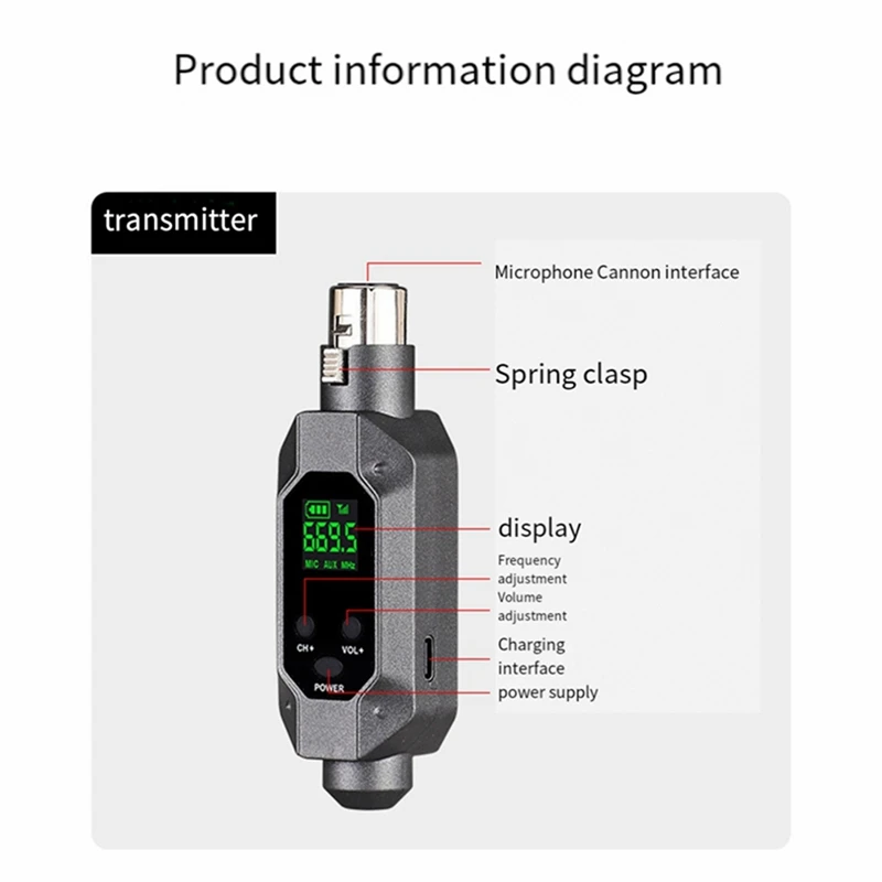 Microphone Wireless System Transmitter Receiver 1 With 2 Use For Wired Dynamic Microphone UHF Wireless Adapter Easy Install