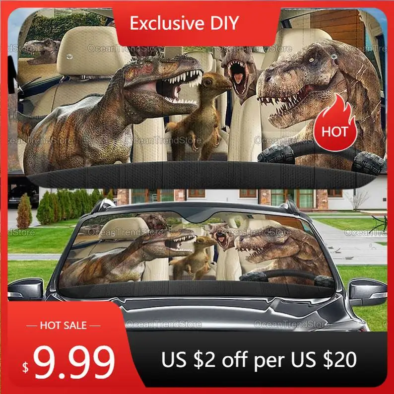 

Tyrannosaurus Car Sun Shade, Funny Dinosaur Sunshade, Dinosaur Auto Sun Shade, Car Sun Protector, Car Decoration, Gifts For Him