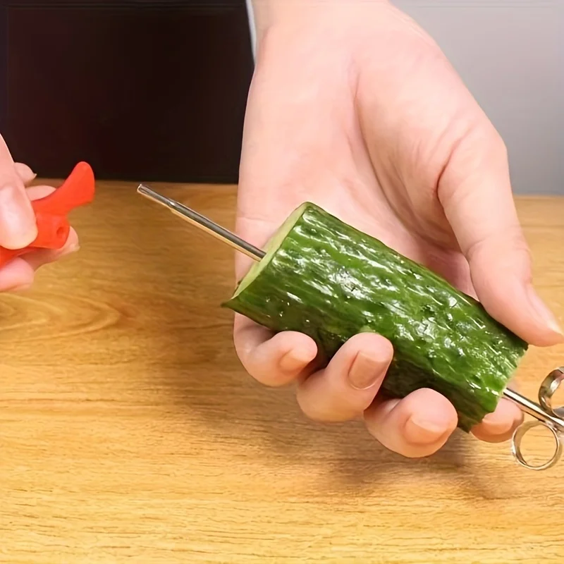 1/2 قطعة قطاعة خضراوات حلزونية من الفولاذ المقاوم للصدأ لخيار الجزر التقلبات-أداة حلزونية للطعام في المطبخ