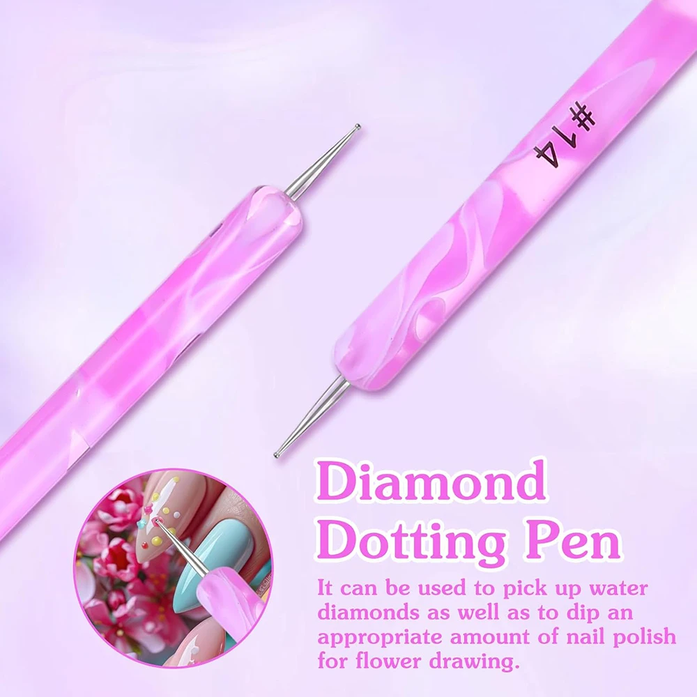 2 pezzi set francese pennello per manicure gel acrilico pennelli per unghie strumento per punteggiare a doppia estremità penna per nail art manicure cuticola pulita pittura