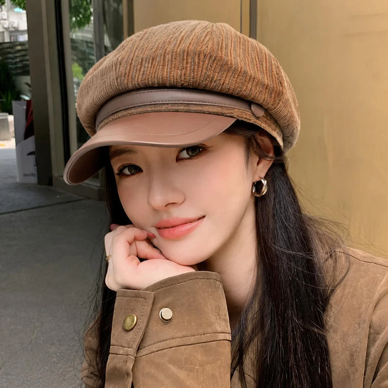 Newsboy Cap for Women, Fall Winter Octagonal Beret, Cute Versatile Face Slimming Retro Elegant Hat, College Style