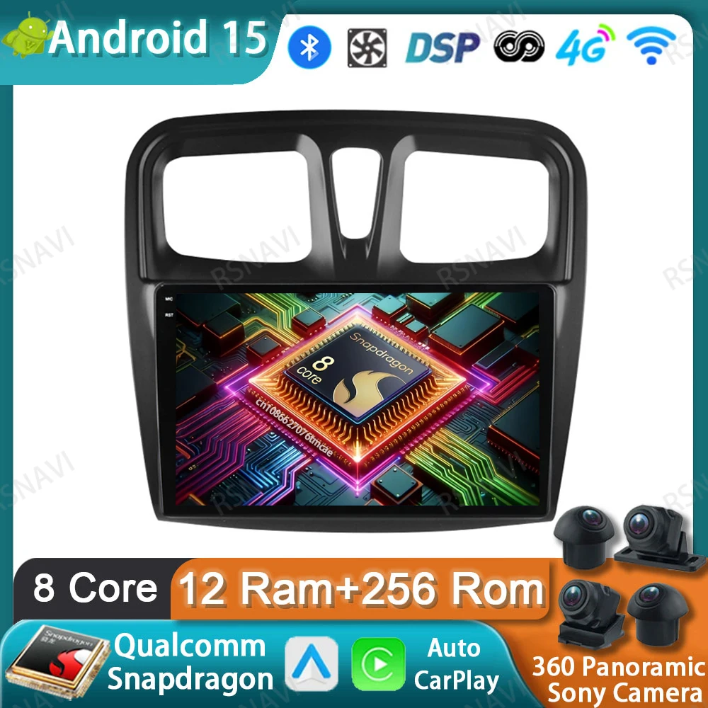 

Car Radio Android 15 For Renault Logan 2 Sandero 2 2012 - 2019 Navigation BT 4G LTE Wireless Carplay Auto GPS Qualcomm DSP QLED