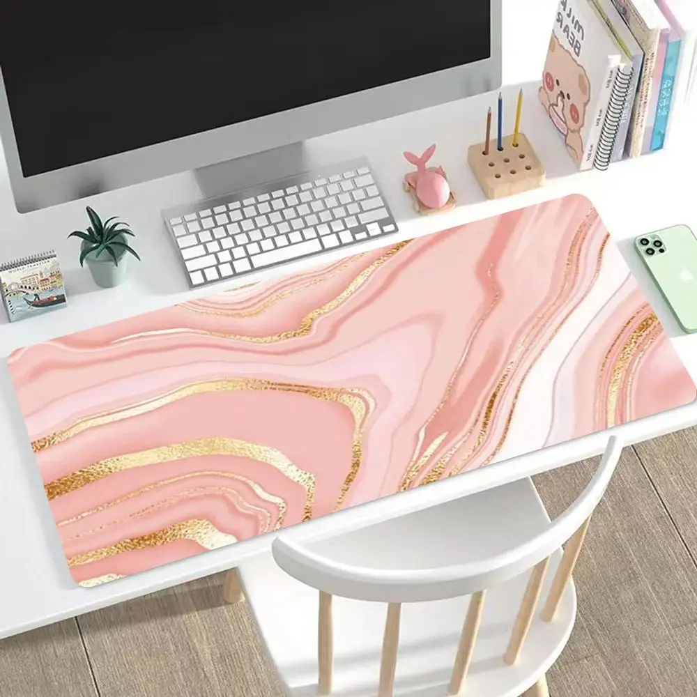

Nordic pink marble Mouse Pad Large Mouse Pad & Computer Game Mouse Mat (35.4x15.7IN/31.5X15.7IN Map) (90 x40/80x40cm Map)