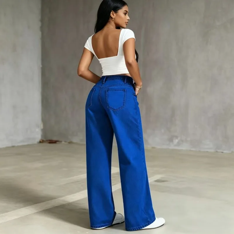 2026 New Loose Straight Drape Jeans High Street Retro Versatile, High and Thin Jeans