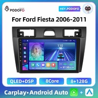 Podofo 8+128G Android Car Stereo For Ford Fiesta 2006-2011 Autoradio Carplay 4G WIFI Android Auto GPS Navigation 8Core Bluetooth