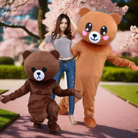 Adorable Bear Mascot Costume Doll Cosplay Cartoon Brown Bear Doll Set for Festive Parties and Role-Playing
