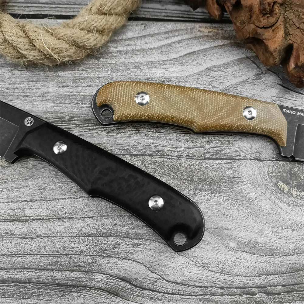 D2 Tactical Multipurpose EDC Full Tang Straight Bushcraft Hunting Knife with Sheath Camping Survival Knife