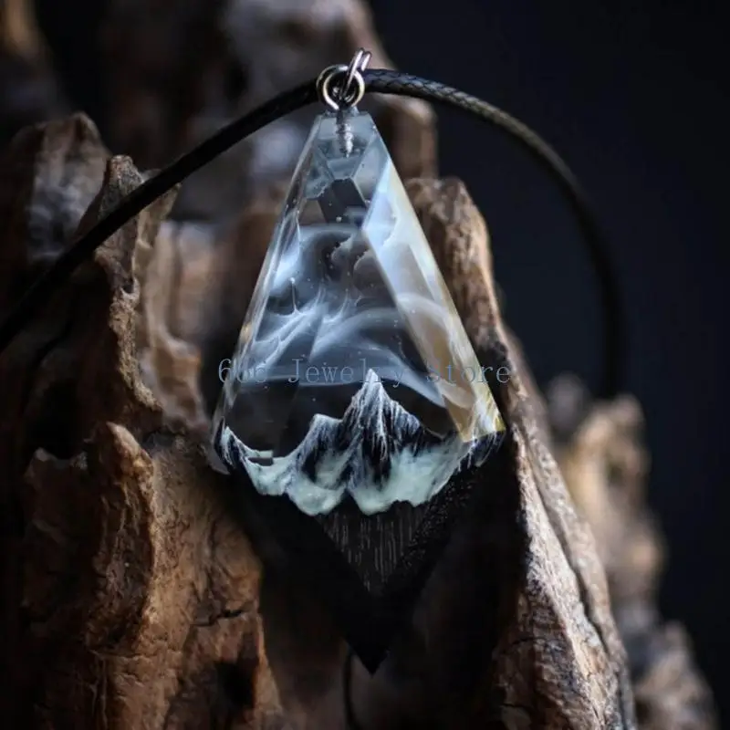 F2TD Unique Resin Snow Mountain Pendant Neckchain Magical Inner Neck Jewelry