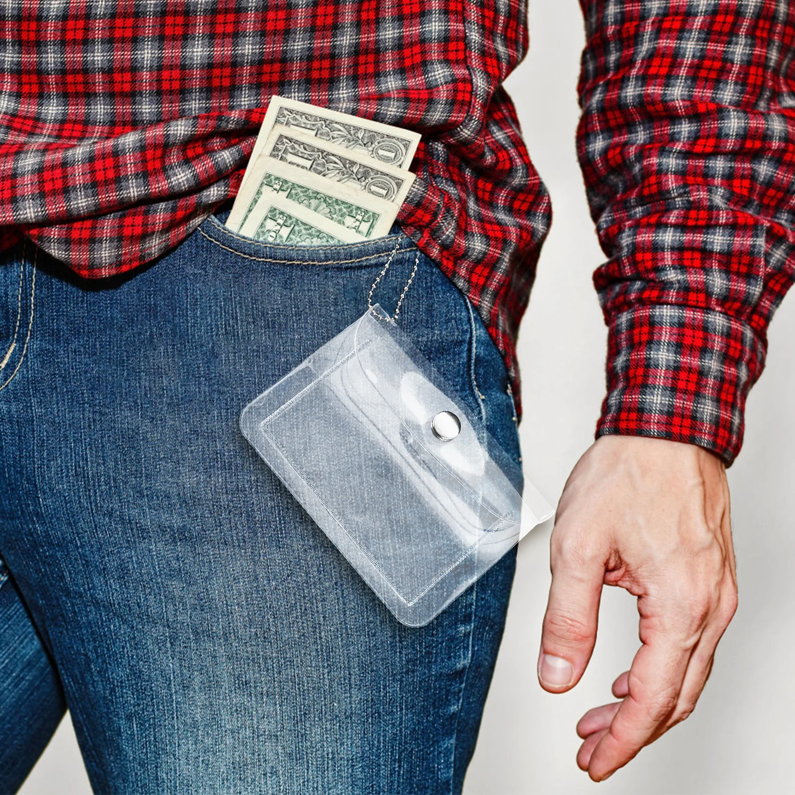 

2Pcs Transparent PVC Coin Purse Clear Holder Portable Mini Wallet Travel Snap Closure Storage Bag Zero Money Pouch Change Purse