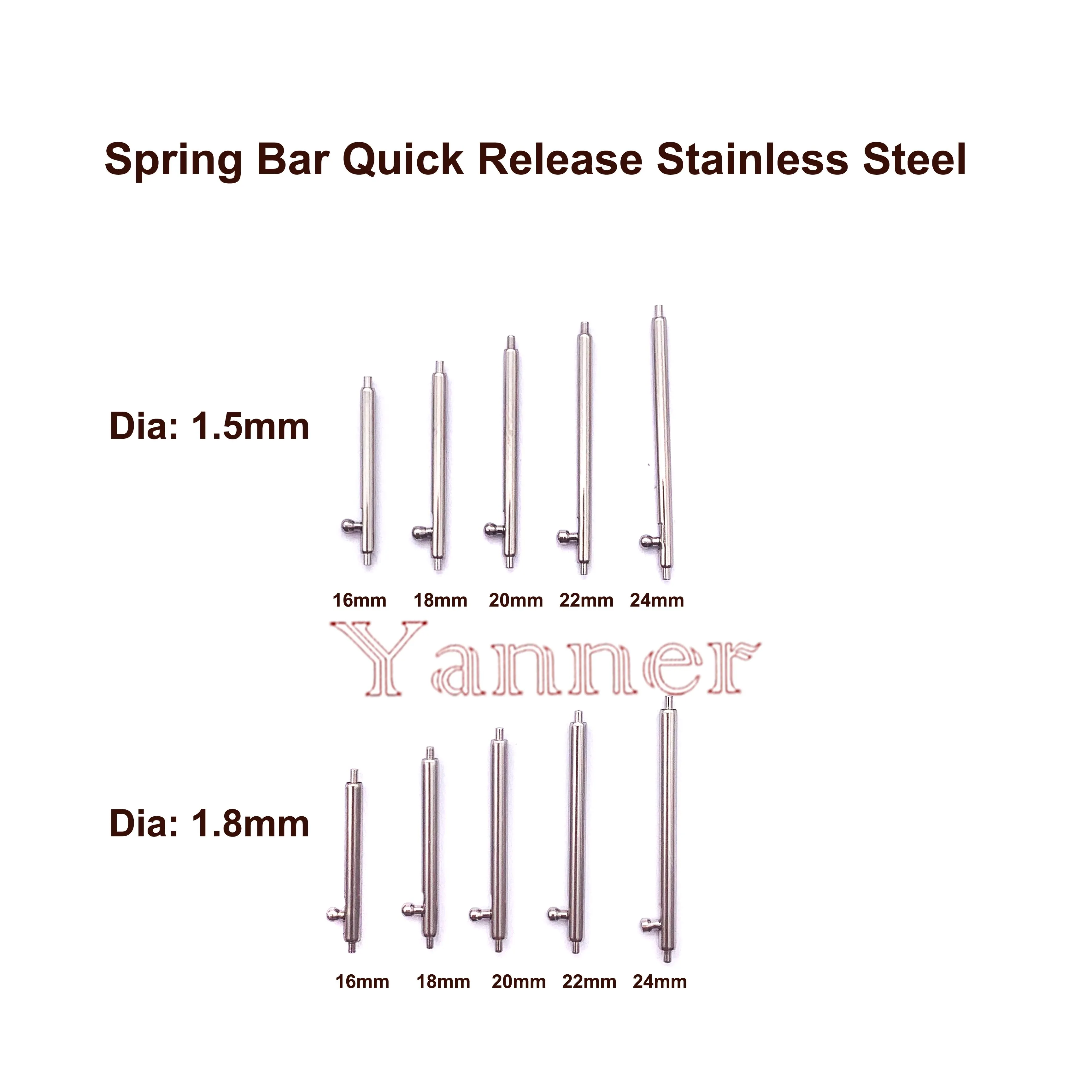 Stainless Steel Spring Bar Quick Release Watch Parts for Repairing 1.5mm and 1.8mm  50 Pieces