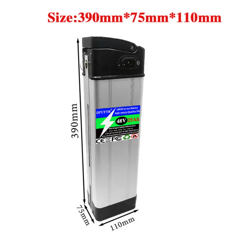 36V 48V Silver Fish Electric Bike Battery 17AH 20Ah 25Ah Full Capacity 18650 Power Lithium Battery for 200W-1000W Motor+charger