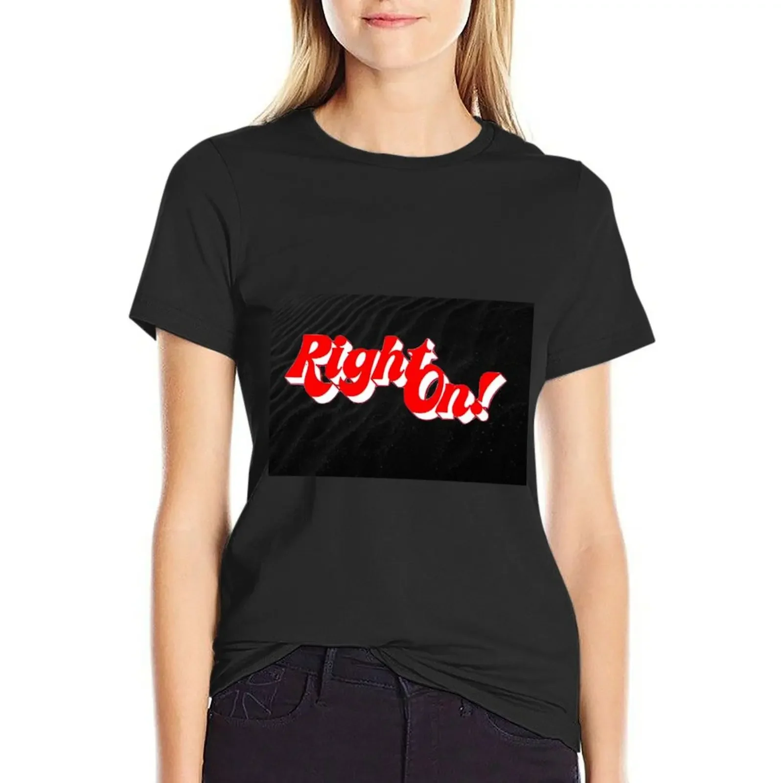 

RIGHT ON! MAGAZINE LOGO T-Shirt female oversized sports fans Women's summer blouses 2025