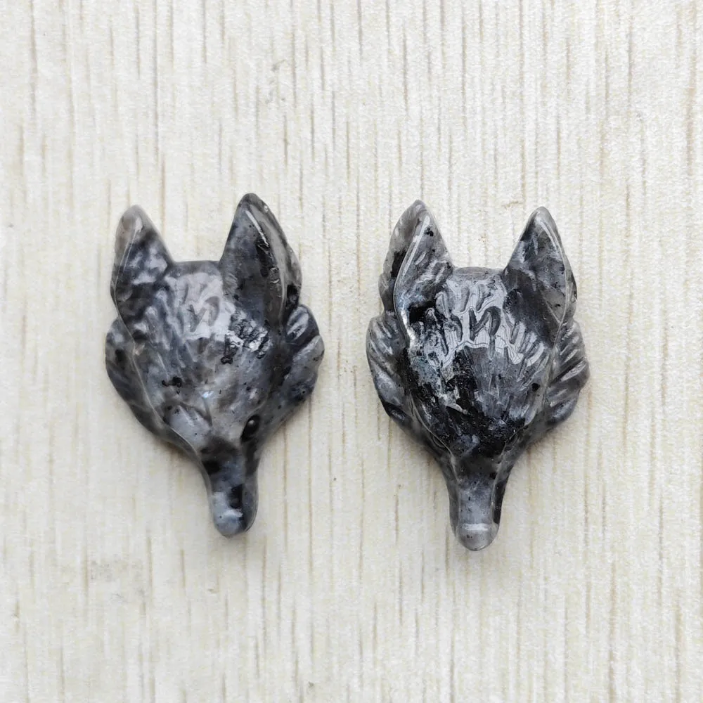 Natural black ShimmerStone Carved fox shape Pendants diy Necklace jewelry making Fast shipping Wholesale 2pcs/lot