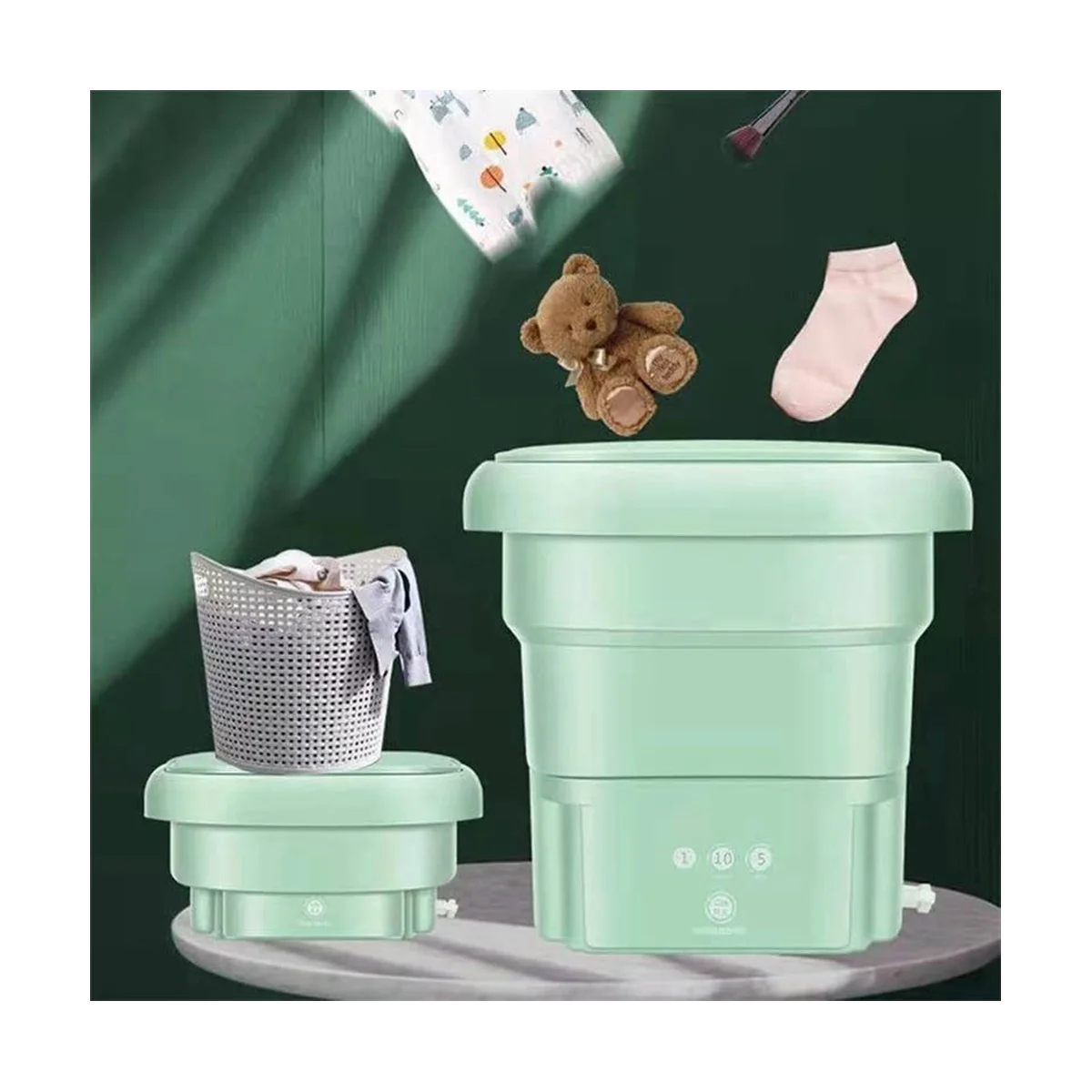 휴대용 세탁기 미니 세탁기 청소 블루 라이트, 반 자동 세탁 양말, 아파트 여행, EU 플러그-B